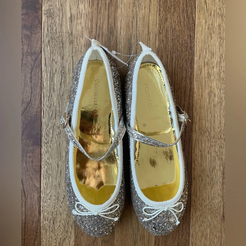 Crewcuts Gold Glitter Maryjanes‎ Girls Sz 4 NWT Dress Shoe Flower Girl Wedding